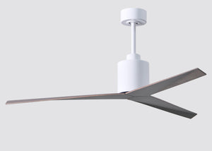 Matthews Fan EK-WH-OO Eliza 3-blade paddle fan in Gloss White finish with old oak all-weather ABS blades. Optimized for wet locations.