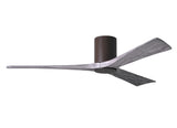 Matthews Fan IR3HLK-TB-BW-60 Irene-3HLK three-blade flush mount paddle fan in Textured Bronze finish with 60” solid barn wood tone blades and integrated LED light kit.
