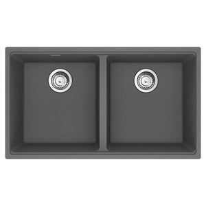 FRANKE MAG1201515-SHG-S Maris Undermount 33-in x 18.94-in Granite Double Bowl Kitchen Sink in Stone Grey In Stone Grey