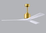 Matthews Fan NK-BRBR-MWH-60 Nan 6-speed ceiling fan in Brushed Brass finish with 60” solid matte white wood blades