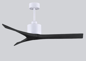 Matthews Fan MW-MWH-BK-52 Mollywood 6-speed contemporary ceiling fan in Matte White finish with 52” solid matte black wood blades