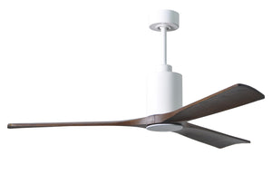 Matthews Fan PA3-WH-WA-60 Patricia-3 three-blade ceiling fan in Gloss White finish with 60” solid walnut tone blades and dimmable LED light kit 
