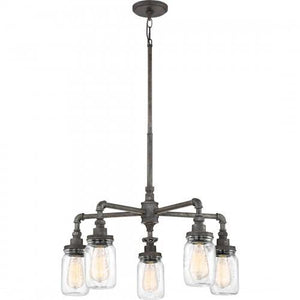 Quoizel SQR5005RK Squire 5 light chandelier rustic  blk Chandelier