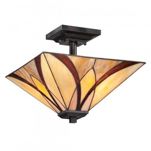 Quoizel TFAS1714VA Asheville Semi-flush tiffany valiant bronze 2lt Semi-Flush Mount