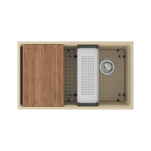 FRANKE MAG11031OW-CHA-WKC Maris Undermount 33-in x 19.31-in Granite Single Bowl Kitchen Sink in Champagne In Champagne