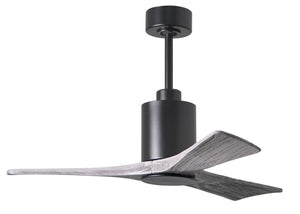 Matthews Fan PA3-BK-BW-42 Patricia-3 three-blade ceiling fan in Matte Black finish with 42” solid barn wood tone blades and dimmable LED light kit 