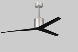 Matthews Fan EK-BN-BK Eliza 3-blade paddle fan in Brushed Nickel finish with matte black all-weather ABS blades. Optimized for wet locations.