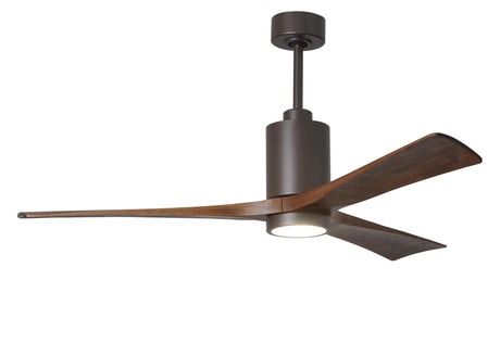Matthews Fan PA3-TB-WA-60 Patricia-3 three-blade ceiling fan in Textured Bronze finish with 60” solid walnut tone blades and dimmable LED light kit 