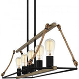 Quoizel OKP542MBK Oak Park Linear chandelier 5 lights matte black Island Light