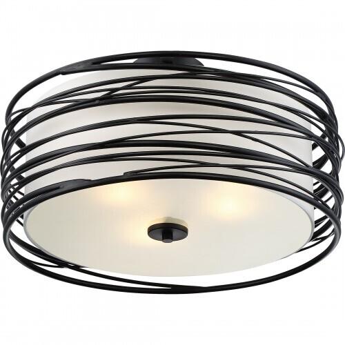 Quoizel SPL1720K Spiral Semi flush mount 3 lights mystic black Semi-Flush Mount