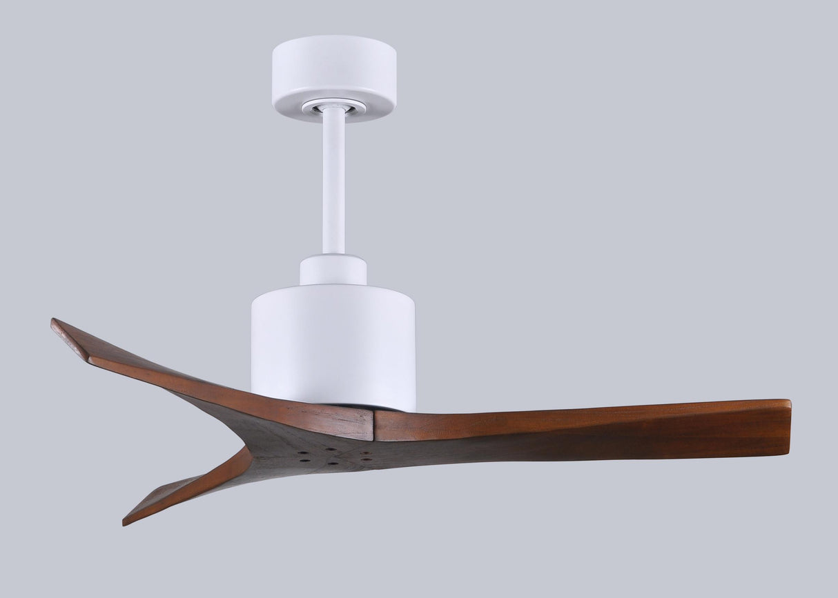 Matthews Fan MW-MWH-WA-42 Mollywood 6-speed contemporary ceiling fan in Matte White finish with 42” solid walnut tone blades