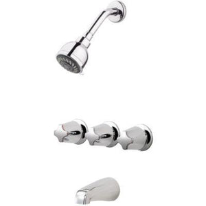 Pfister 3-Handle Tub & Shower Faucet with Metal Knob Handles in Polished Chrome