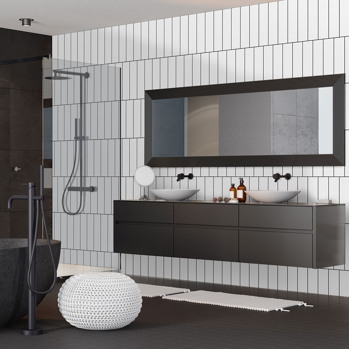 Metro White 4" x 16" Glossy Porcelain Floor and Wall Tile