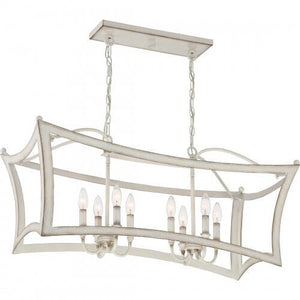 Quoizel SUM836AWH Summerford Linear chandelier 8 light antique white Island Light