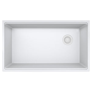 FRANKE MAG11031OW-PWT Maris Undermount 33-in x 19.31-in Granite Single Bowl Kitchen Sink in Polar White In Polar White