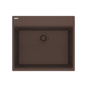 FRANKE MAG61023-MOC Maris Topmount 25-in x 22-in Granite Single Bowl Kitchen Sink in Mocha In Mocha