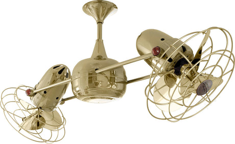 Matthews Fan DD-PB-MTL Duplo Dinamico 360” rotational dual head ceiling fan in Polished Brass finish with metal blades.