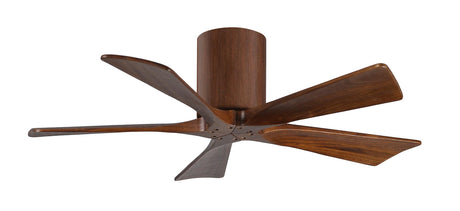 Matthews Fan IR5H-WN-WA-42 Irene-5H five-blade flush mount paddle fan in Walnut finish with 42” solid walnut tone blades. 