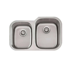 LENOVA SS-CL-D2R-16 Undermount Double Bowl 32 x 20-3/4 9/8 - Brushed Satin UNDERMOUNT KITCHEN SINK Kitchen,Kitchen Sinks,Undermount Sinks, Lenova Classic 16 Gauge Stainless Steel Sinks