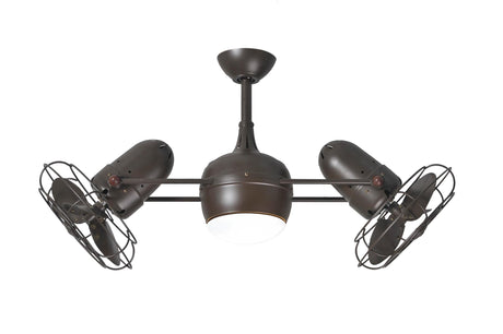 Matthews Fan DGLK-TB-MTL Dagny 360° double-headed rotational ceiling fan with light kit in Textured Bronze finish with metal blades.