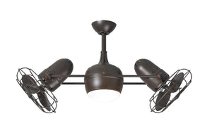 Matthews Fan DGLK-TB-MTL Dagny 360° double-headed rotational ceiling fan with light kit in Textured Bronze finish with metal blades.