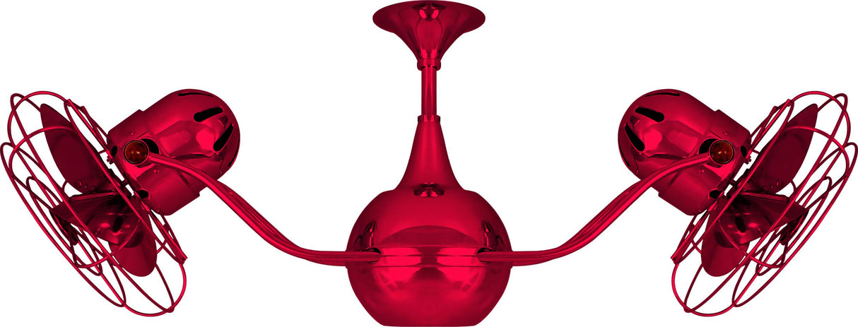 Matthews Fan VB-RED-MTL Vent-Bettina 360° dual headed rotational ceiling fan in Rubi (Red) finish with metal blades.