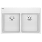FRANKE MAG6201515-PWT Maris Topmount 33-in x 22-in Granite Double Bowl Kitchen Sink in Polar White In Polar White