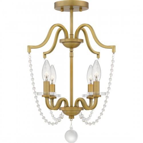 Quoizel SDY1716AB Sunday Semi flush 4 lights aged brass Semi-Flush Mount