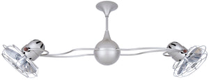 Matthews Fan IV-BN-MTL-DAMP Italo Ventania 360° dual headed rotational ceiling fan in brushed nickel finish with metal blades for damp location.