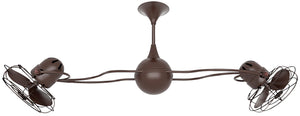 Matthews Fan IV-BZZT-MTL Italo Ventania 360° dual headed rotational ceiling fan in bronzette finish with metal blades.