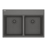 FRANKE MAG6201414-SHG Maris Topmount 31-in x 20.88-in Granite Double Bowl Kitchen Sink in Stone Grey In Stone Grey