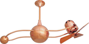 Matthews Fan B2K-CP-WD Brisa 360° counterweight rotational ceiling fan in Polished Copper finish with solid sustainable mahogany wood blades.
