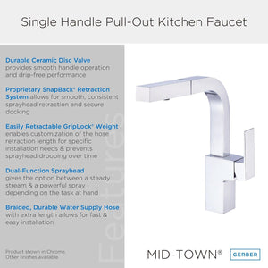 Gerber D404562BS Satin Black Mid-town Single Handle Pull-out Kitchen Faucet
