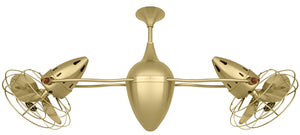 Matthews Fan AR-BRBR-MTL Ar Ruthiane 360° dual headed rotational ceiling fan in brushed brass finish with metal blades.