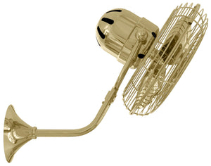 Matthews Fan MP-PB-MTL Michelle Parede vintage style wall fan in polished brass finish.
