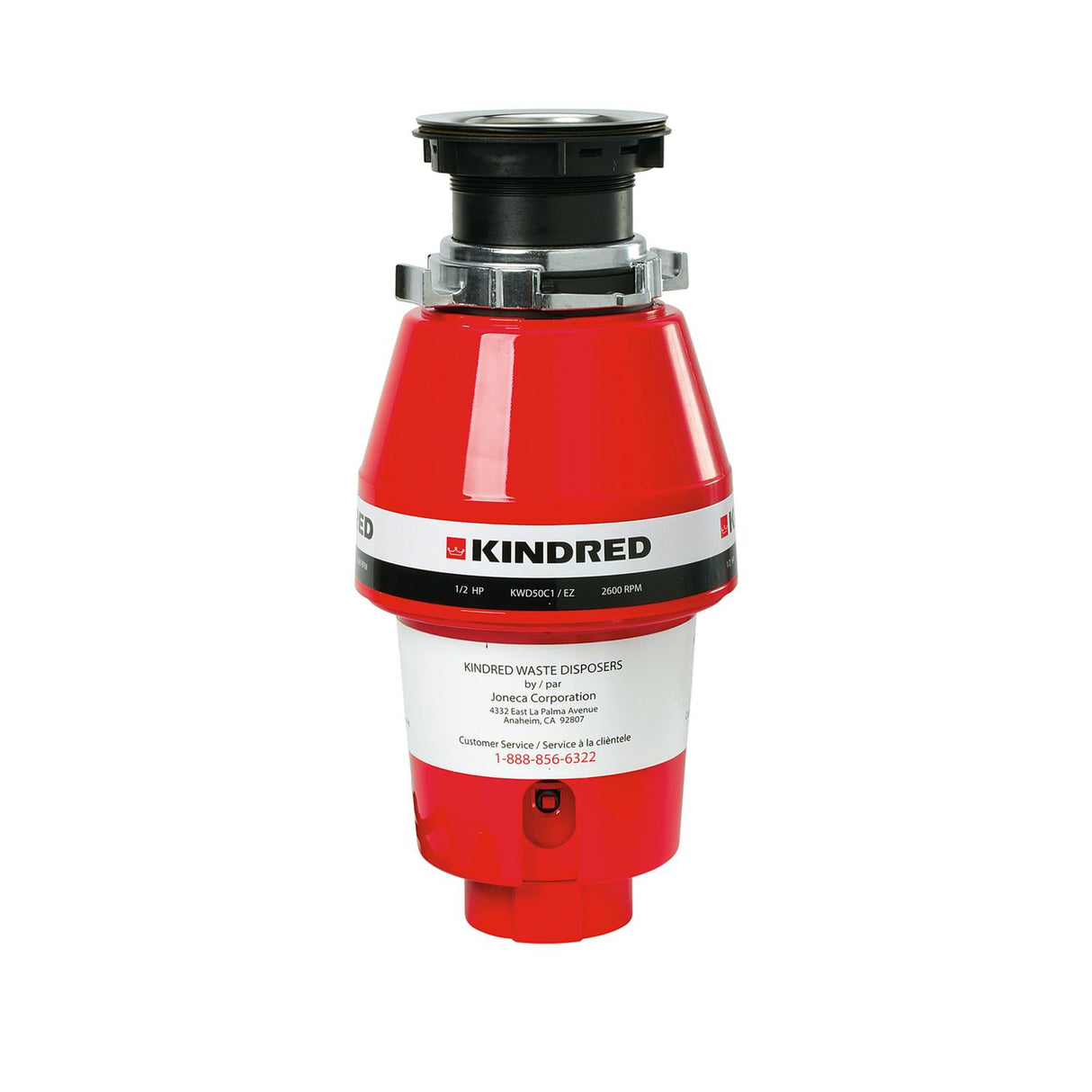 KINDRED KWD50C1-EZ 1/2 Horse Power Continuous Feed Food Waste Disposer