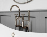 Tisbury Wall Mount 2-Handle Tub Filler with Hand Shower in Polished Nickel