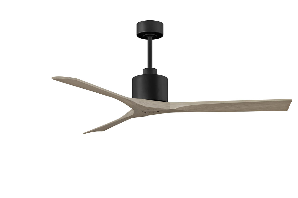 Matthews Fan NK-BK-GA-60 Nan 6-speed ceiling fan in Matte Black finish with 60” solid gray ash tone wood blades