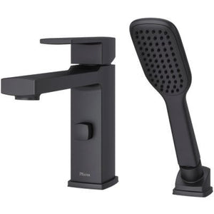 Deckard Single Handle Complete Roman Tub Trim with Handheld Shower in Matte Black