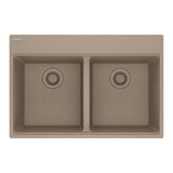 FRANKE MAG6201414-OYS Maris Topmount 31-in x 20.88-in Granite Double Bowl Kitchen Sink in Oyster In Oyster