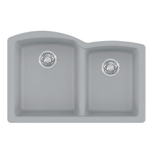 FRANKE ELG160SHG Ellipse 33.0-in. x 21.7-in. Stone Grey Granite Undermount Double Bowl Kitchen Sink - ELG160STO In Stone Grey