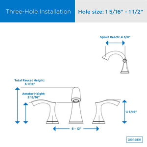 Gerber D304222BS Antioch Two Handle Widespread Lavatory Faucet - Satin Black