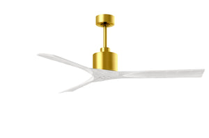 Matthews Fan NK-BRBR-MWH-60 Nan 6-speed ceiling fan in Brushed Brass finish with 60” solid matte white wood blades