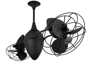 Matthews Fan AR-BK-MTL Ar Ruthiane 360° dual headed rotational ceiling fan in Matte Black finish with metal blades.