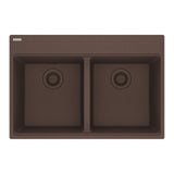 FRANKE MAG6201414-MOC Maris Topmount 31-in x 20.88-in Granite Double Bowl Kitchen Sink in Mocha In Mocha