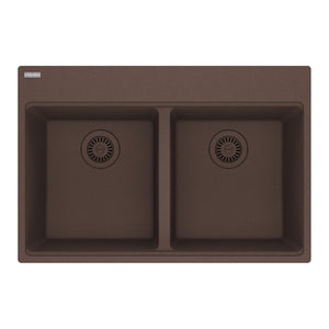 FRANKE MAG6201414-MOC Maris Topmount 31-in x 20.88-in Granite Double Bowl Kitchen Sink in Mocha In Mocha