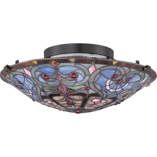 Quoizel TF1805SVB Carroll Flush mount tiffany 16"d vintage bronze Flush Mount