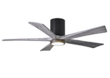 Matthews Fan IR5HLK-BK-BW-52 IR5HLK five-blade flush mount paddle fan in Matte Black finish with 52” solid barn wood tone blades and integrated LED light kit.