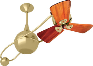 Matthews Fan B2K-BRBR-WD Brisa 360° counterweight rotational ceiling fan in Brushed Brass finish with solid sustainable mahogany wood blades.