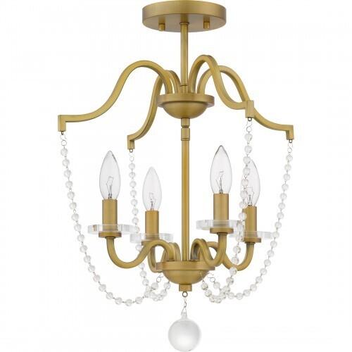 Quoizel SDY1716AB Sunday Semi flush 4 lights aged brass Semi-Flush Mount